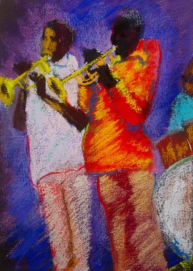 John Obafemi Jones; Two Horns, 2012, Original Pastel, 16 x 20 inches. Artwork description: 241   Sold...