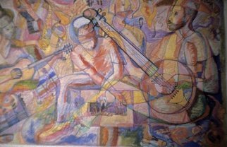 John Powell, 'Mento Band', 1995, original Painting Other, 91 x 61  x 1 inches. Artwork description: 2793    From music series, THis piece/ musicians are Jamaicas famous cultural band; These guys are Internationally know.                                             ...