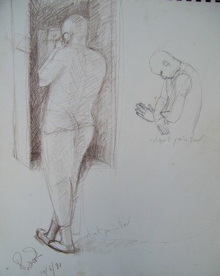 John Powell, 'Telephone Love 3', 1990, original Drawing Pencil, 8 x 10  x 1 inches. Artwork description: 3828  From romance series ...