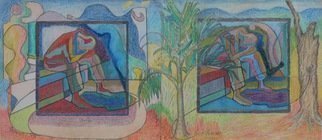 John Powell, 'Trapped In Time 2 Diptych', 2012, original Pastel Oil, 36 x 16  x 1 inches. Artwork description: 2103  From time series.  The original painting is now in the permanent collection of the South Korea Museum and will be going on a world touring exhibition entitledArt Meets the Environment in summer 2016.  N.  B.  Buy a print of it on my PODfront page of site on ...