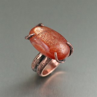 John Brana; 29 CT Sunstone Copper Han..., 2012, Original Jewelry, 0.5 x 0.3 inches. Artwork description: 241  Uncover uncommon luxury in this Copper Bark Sunstone Handmade Ring. The nature- inspired, handcrafted branch texture is highlighted with a rich orange colored 29 carat Sunstone cabochon. ...
