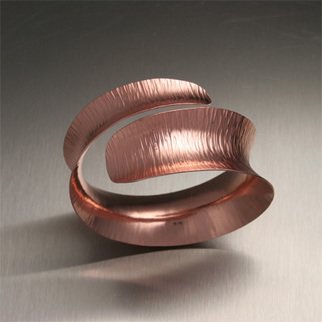 John Brana; Chased Anticlastic Copper..., 2008, Original Metalsmith,   inches. Artwork description: 241  Sure to make a statement, this chased anticlasitc raised bracelet is crafted in pure copper ( coated with Renaissance Wax to resist tarnishing) . 8 inches in circumference. ...