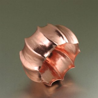 John Brana; Scalloped Copper Bangle B..., 2012, Original Jewelry, 1.7 x 2.5 inches. Artwork description: 241  Make a powerful statement of style with this catwalk- worthy Scalloped Copper Bangle Bracelet. Hand- raised scallops along with a plannished finish covers the slightly domed bangle, which is polished to a mirror finish. ...