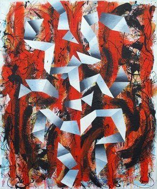 John Sharp; Red Stripes White Kites, 2016, Original Painting Other, 90 x 110 cm. Artwork description: 241   london, city, cities, abstract expressionism,     ...