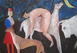 John Sims, 'Pasiphae And Her Lover', 2011, original Pastel Oil, 43 x 28  inches. Artwork description: 2448  Animalfantasyfigure ...