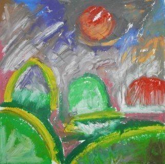 John Sims; Heat Broke Today, 2017, Original Pastel Oil, 21 x 21 cm. Artwork description: 241 June, the heat wave broke today but humidity is high and rain storm on the way...