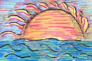 Joe Mccullagh; Blue Sunset, 2014, Original Pastel, 11 x 14 inches. Artwork description: 241  A sunset drawing of a seaside sunset on Long Island.    ...