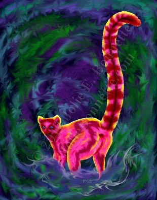 Jolie Bonnette; Lemur Love, 2014, Original Digital Art, 11 x 14 inches. Artwork description: 241  Another bit of color for the grey winter created in Corel Painter and Paint Shop Pro.  ...