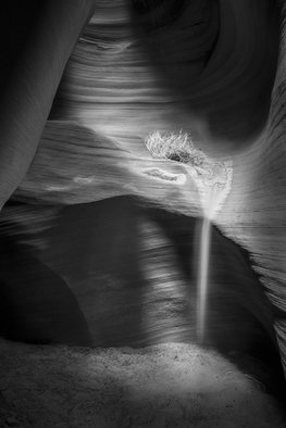 Jon Glaser; Shadows Secluded, 2016, Original Photography Black and White, 38 x 56 inches. Artwork description: 241 Located in Arizona, this slot canyon was a spectacular change from the normal one you see in Antelope Canyon. It was 9 miles west of Page on a private secluded Navajo reservation. ...