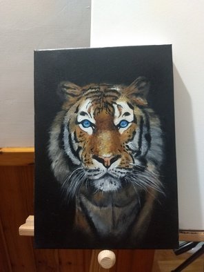 Yu Shin Chang; Tiger, 2020, Original Painting Oil, 1.8 x 2.7 cm. Artwork description: 241 my name is Chang Yu Hsin , I m come fromTaiwanwhich island near China.  I start doing oilpaint in 2020.  this is my third panting of my life.  hope you like it if you think the price too expensive , you can tell me that s ok.  Igwk. _ . ...