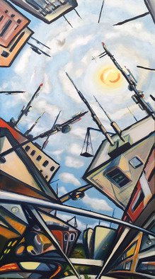 Juan Cogar; Frombalconydtown, 2011, Original Painting Oil, 24 x 48 inches. 