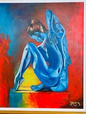 Juan Rodriguez; Blue Lady, 2019, Original Painting Acrylic, 79 x 99 cm. Artwork description: 241 the beauty of a woman s body in all its senses, ...