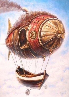 Tony Rodriguez  Juan Antonio Rodriguez Olivares; News Of A Search, 2017, Original Painting Oil, 24 x 36 inches. Artwork description: 241 cities, ships, boats...