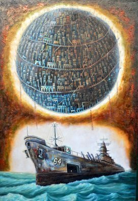 Tony Rodriguez  Juan Antonio Rodriguez Olivares; Who We Are, 2014, Original Painting Oil, 40 x 60 inches. Artwork description: 241 ships, cities, sea...