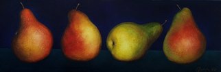 Judyta Bil; 4 Pears On Ultramarine, 2008, Original Painting Oil, 52 x 22 inches. Artwork description: 241  Beautiful texture and light for a dramatic look . ...