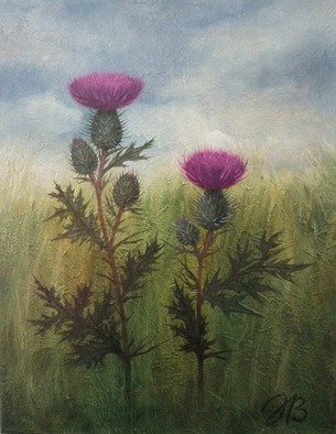 Judyta Bil; Thistles, 2013, Original Painting Oil, 11 x 14 inches. Artwork description: 241        Painted over textured canvas. Sealed with varnish.    ...