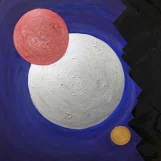 Julia Melnykova; Conjunction, 2019, Original Painting Acrylic, 50 x 50 cm. Artwork description: 241 It is conjunction of the Moon and Mars.  It means in astrological terms hot temper and fast reaction ...