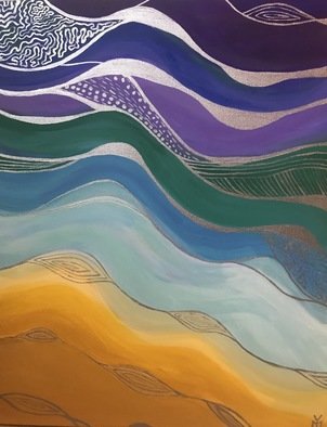 Julia Melnykova; The Sea, 2019, Original Painting Acrylic, 45 x 55 cm. Artwork description: 241 Sea waves performed in zentangle technique ...