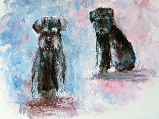 Julie Van Wyk; Dashielle And Lilly, 2011, Original Painting Acrylic, 16 x 20 inches. Artwork description: 241 i painted these dogs live at the creekside arts event. they are service dogs that are use to comfort the elderly in rest homes. they get in bed with the bedridden patients and cuddle. both patients and dogs love it. ...