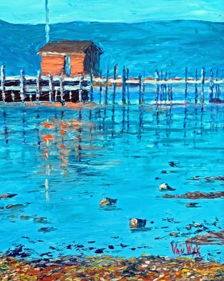 Julie Van Wyk, 'tahoe boathouse', 2011, original Painting Oil, 12 x 16  x 0.75 inches. Artwork description: 1911               west shore near the y at tahoe city on commons beach                              ...