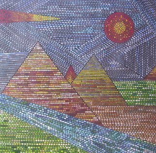 Jyoti Thomas; Pyramids, 2010, Original Painting Acrylic, 100 x 100 cm. Artwork description: 241    looks like mosiac           ...