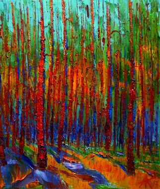 Anastasiya Kachina; In The Pines, 2017, Original Painting Oil, 50 x 60 cm. Artwork description: 241 pines, forest, knife art, trees, sun...