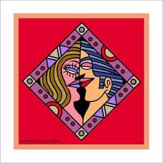 Asher Kalderon; KISS Number 5 In Red Back..., 2013, Original Digital Print, 46 x 46 cm. Artwork description: 241    One edition of digital giclee prints  in grotesque style signed by the artist. Look for background variations of the same theme.You can order different size of this print. ...
