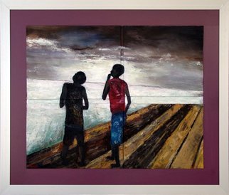 Kalli Matzora; Father, 2008, Original Painting Oil, 142 x 120 cm. Artwork description: 241 hope, father, childrens, purple...