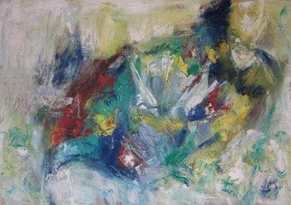 Hans-Ruedi Kammermann, 'Curved Into Spring', 2010, original Painting Oil, 100 x 70  x 4 cm. Artwork description: 1758   a feeling of coming spring and new life forces out of the creative circle ...
