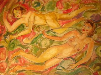 Aleksandr Trachishin; Almost Relaxed Women 1, 2007, Original Painting Encaustic, 18 x 24 inches. 