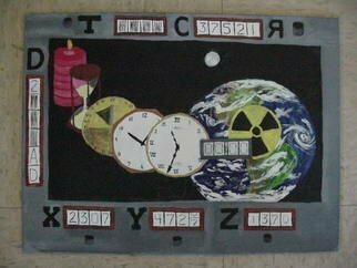 James Asher; Countdown To Armageddon, 2008, Original Painting Acrylic, 14 x 10 inches. Artwork description: 241  Historical timekeeping progression until Nuclear Finale. ...