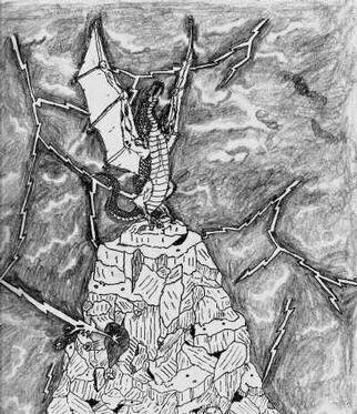 James Asher; Storm Dragon, 1997, Original Drawing Pencil, 9 x 12 inches. Artwork description: 241 Here comes the Storm....