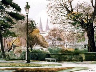 Ragai Karas; Luxomborg Garden, 2003, Original Watercolor, 29 x 21 inches. Artwork description: 241 Luxomborg Garden in Paris...