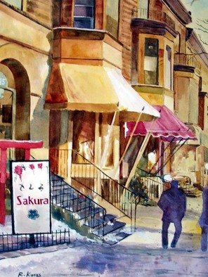 Ragai Karas; Sakura, 2008, Original Watercolor, 15 x 21 inches. Artwork description: 241  Street scene 
