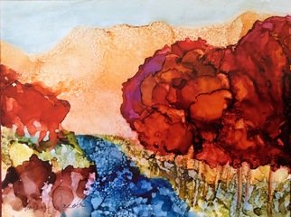 Karen Jacobs; Lollipop Trees, 2019, Original Painting Ink, 11 x 8.5 inches. Artwork description: 241 Dye- based original ink painting. ...