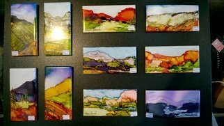 Karen Jacobs; Various, 2018, Original Painting Ink, 6 x 3 inches. Artwork description: 241 Original 3 x 6 inch handpainted tiles. Vivid colors on front and sides. Includes hanger on back. Can be hung on wall or on easel. ...