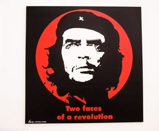 Arthur Gultyaev; Two Faces Of Revolution, 2016, Original Mixed Media, 100 x 100 cm. Artwork description: 241  che  politics  stencil  streetart...