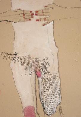 Kasia Gawron; BODY 1, 2011, Original Mixed Media, 70 x 100 cm. Artwork description: 241   man, body, torso,  vintge typography, industrial cardboard ...