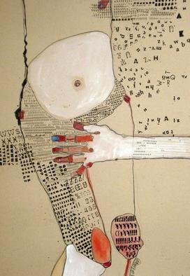Kasia Gawron; BODY 2, 2011, Original Mixed Media, 70 x 100 cm. Artwork description: 241    man, body, torso,  vintge typography, industrial cardboard  ...