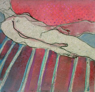 Kasia Gawron; Stripes, 2014, Original Drawing Gouache, 34 x 34 cm. Artwork description: 241      man, body, industrial grade cardboard    ...