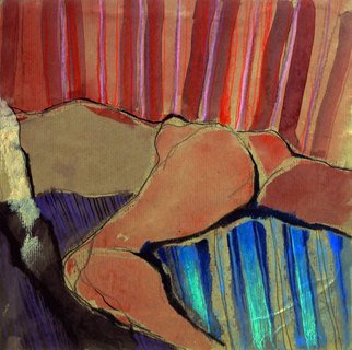 Kasia Gawron; Stripes 3, 2014, Original Drawing Gouache, 34 x 34 cm. Artwork description: 241        man, body, industrial grade cardboard      ...
