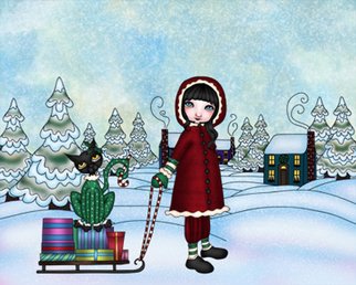 Kathy Cyr; Winter Village, 2011, Original Digital Art,   inches. Artwork description: 241  digitalart, cute, girly, children, cartoon, illustration, holidays, friends, cat, francismary, kathycyr        ...