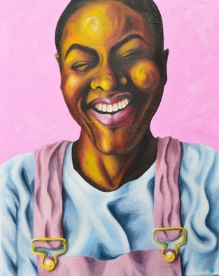 Kate Revill; Laughing Cavalier, 2020, Original Painting Oil, 406 x 508 mm. Artwork description: 241 While in the greater lockdown of 2020 I decided to pick up my paints to pass the hours, bringing a bit of light and happiness back into my day to day. I did a series of female portraits, depicting what truly happy women look like. Not the aEURoe...