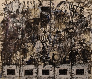 Kathryn Arnold; A Lot Of Birds Outside Today, 2020, Original Mixed Media, 60 x 52 inches. Artwork description: 241 Mixed Media, on paper, Abstract, Kathryn Arnold, Black White...