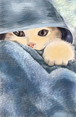 Kati Moayed; Cute Cat, 2020, Original Computer Art, 10 x 15 cm. Artwork description: 241 I love all of the animals especially the cat. I think it is the masterpiece of  creation. ...