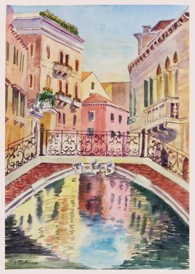 Natalia Kavolina; Bridge In Venice No 24, 2018, Original Watercolor, 27 x 40 cm. Artwork description: 241 Original watercolor painting of Venice cityscape ...