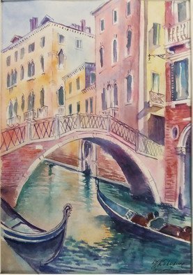 Natalia Kavolina; Bridge In Venice No 4, 2018, Original Watercolor, 27 x 40 cm. Artwork description: 241 Original watercolor painting of cityscape in Venice...