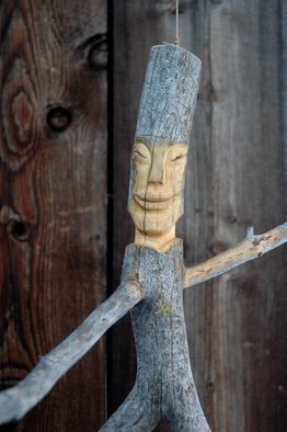 Steve Kiene; Dancer, 2015, Original Sculpture Wood, 30 x 30 inches. Artwork description: 241 wood sculpture carving face branch tree barktree- spirit forest- friend...