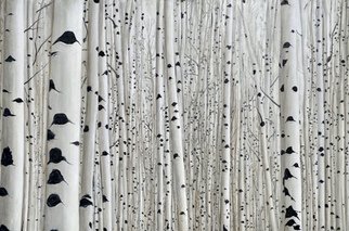 Steve Kiene; Lost, 2019, Original Giclee Reproduction, 30 x 20 inches. Artwork description: 241 Aspen trees. Monochromatic ...