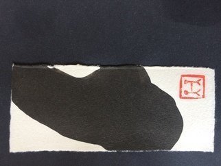 Michael Kehrlein; Homeoerotic Ink Painting, 2019, Original Painting Ink, 5 x 11 cm. Artwork description: 241 Gestural ink painting of a male genitalia mounted on black paper in a10cmx15cm card format...